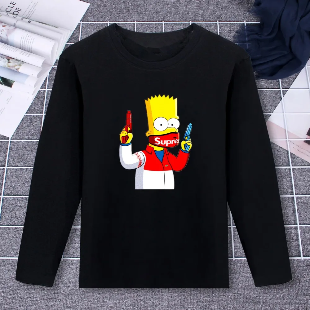 Чистый хлопок, футболка Симпсон, забавная жизнь, ТВ-шоу, дизайн, принт, длинный рукав, модные повседневные топы, футболки, брендовая одежда унисекс