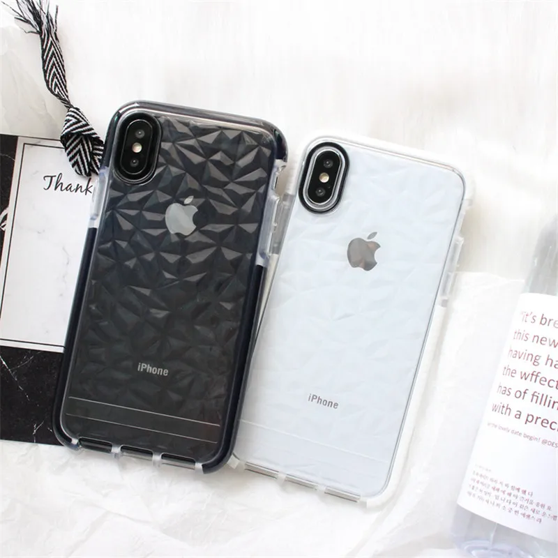 Простой противоударный силиконовый чехол для iPhone X XR XS Max с алмазным узором 6 6s 7 8
