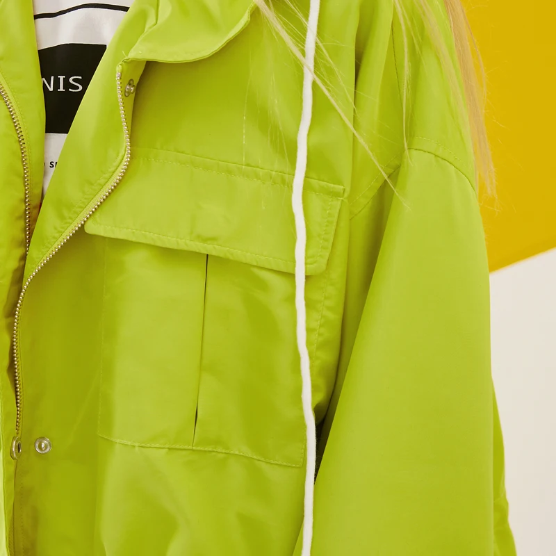 ELFSACK стильные весенние женские куртки с капюшоном в стиле Харадзюку однотонные