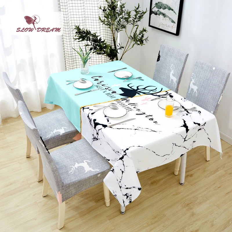 SlowDream Waterproof Oilproof Linen Table Cover Tea Cloth Decorative Kitchen Nordic Style Thick Rectangle | Дом и сад