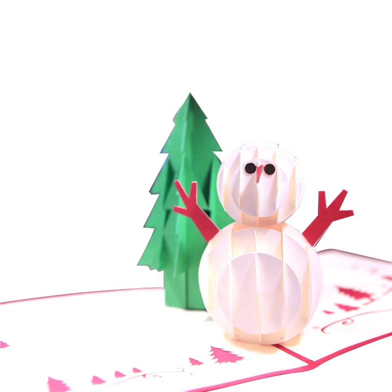 3d головоломка Рождественская открытка снеговики елки papercraft поздравительная