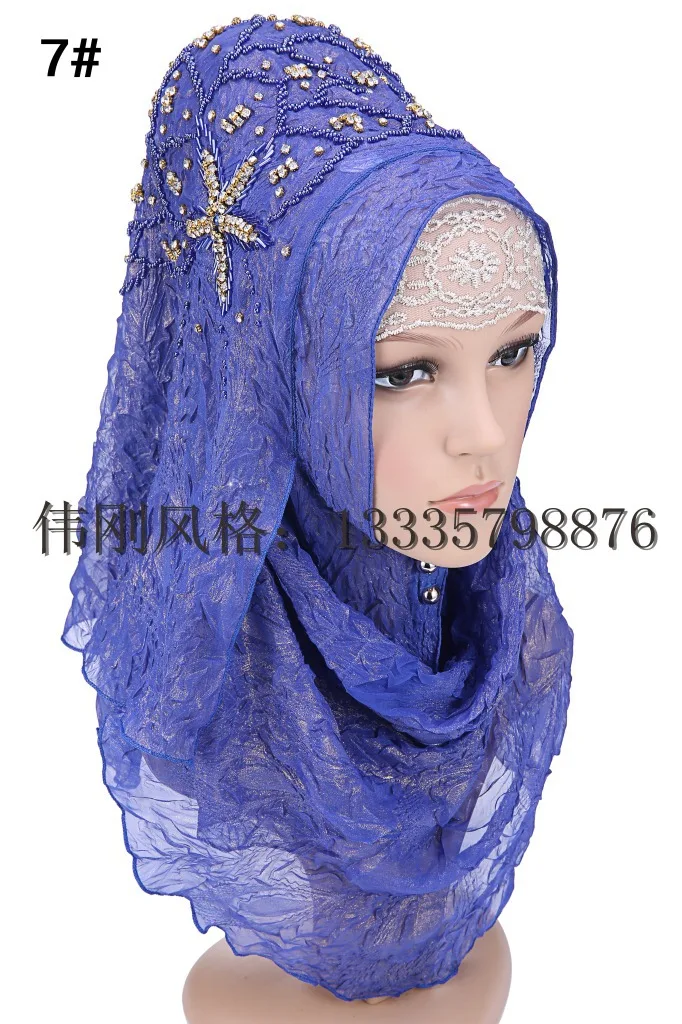 Фото Модный дизайн высокое качество шифон вышивка турецкие бриллианты хиджаб стиль