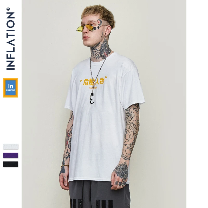 Инфляция 2019 летняя футболка с круглым вырезом в стиле хип хоп Футболка мужская