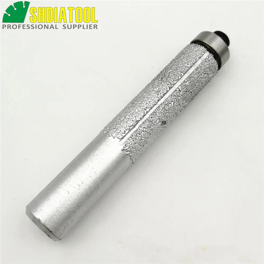 SHDIATOOL (No.2) 2PK Straight Cutter With Bear Vacuum Brazed Diamond Router Bits 1/2&quot Shank Granite Marble edge profiling |
