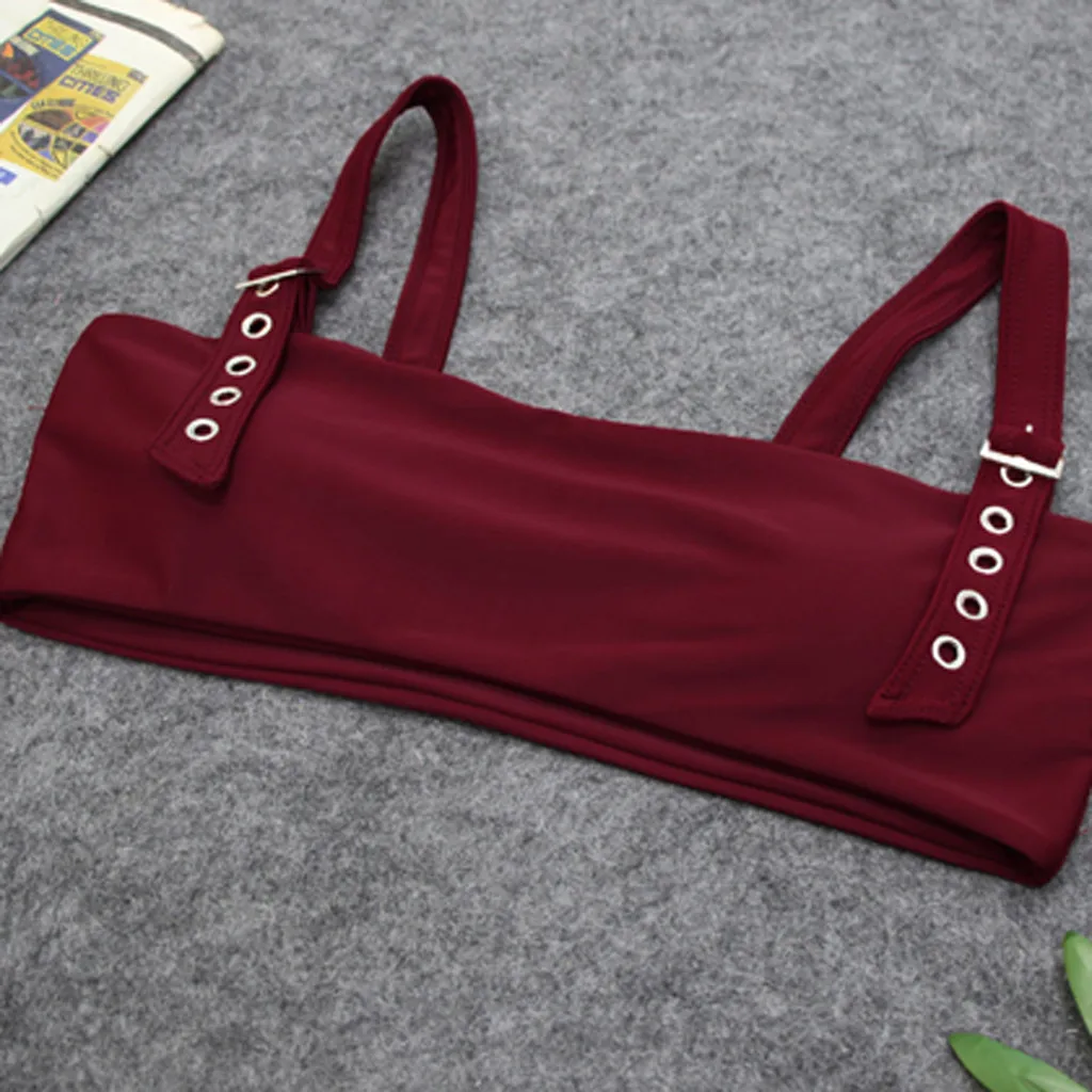 Женский купальник Раздельный костюм для плавания однотонный красный черный с