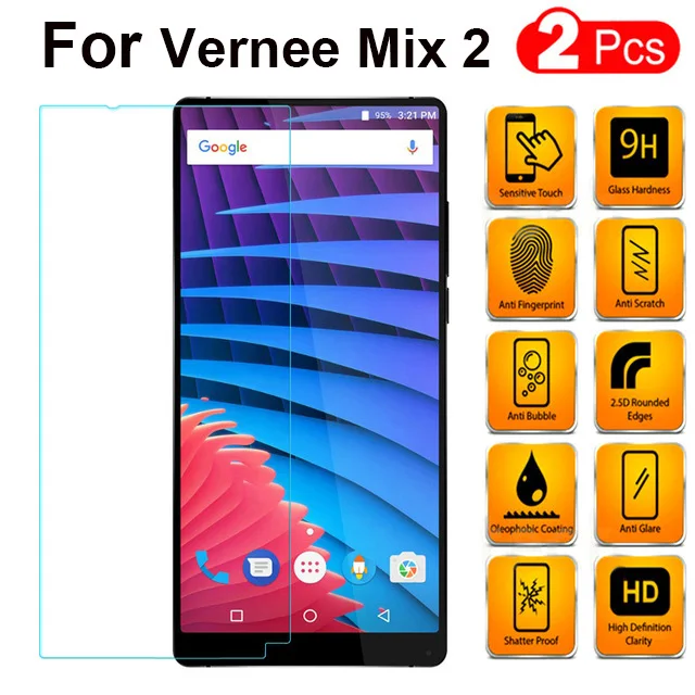 Закаленное стекло Vernee Mix 2 оригинальное защитное 9H 2.5D для X X1 X2 Защитная пленка