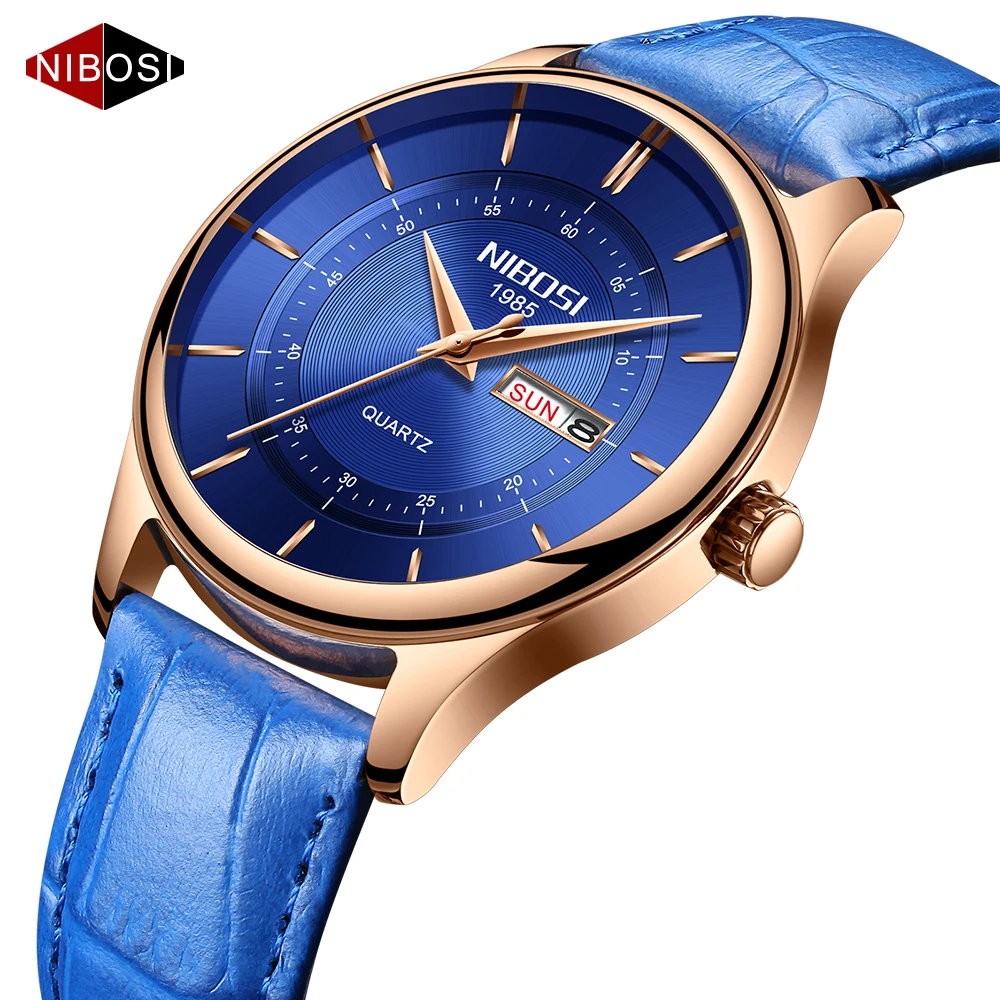 Nibosi Mens Simple Waterproof 30M Analog Quartz Business Casual Wrist Watch Women Men Retro Design Leather Band | Наручные часы
