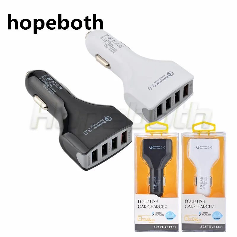 Hopeboth QC3.0 автомобильное зарядное устройство 4USB быстрое 4 порта адаптер для iPhone 7