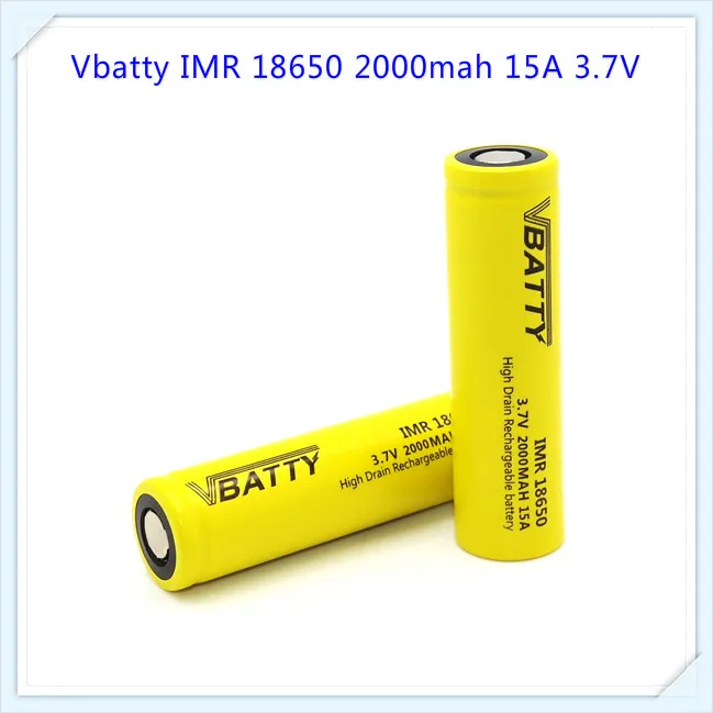 Vbatty IMR 18650 2000mah 15A 3 7 V перезаряжаемый литий ионный аккумулятор с плоским верхом (1
