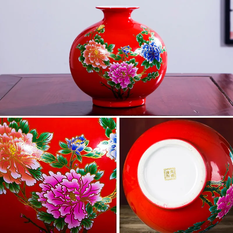 Керамический ваза Гранатовый цветок Jingdezhen для декора дома в китайском стиле.