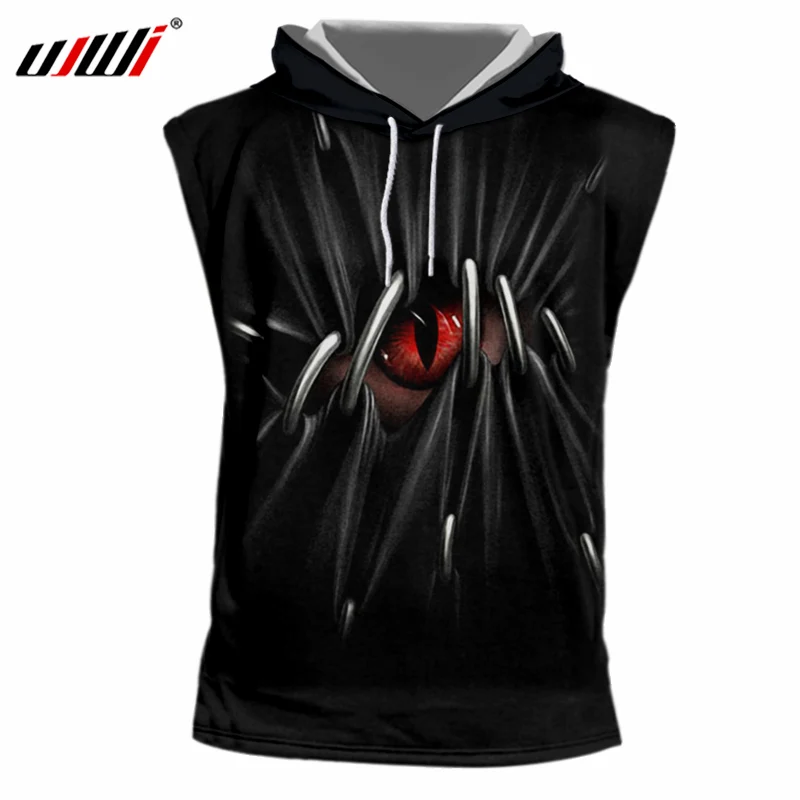 Футболка UJWI мужская с 3D-принтом черепа крутая майка красными глазами уличная