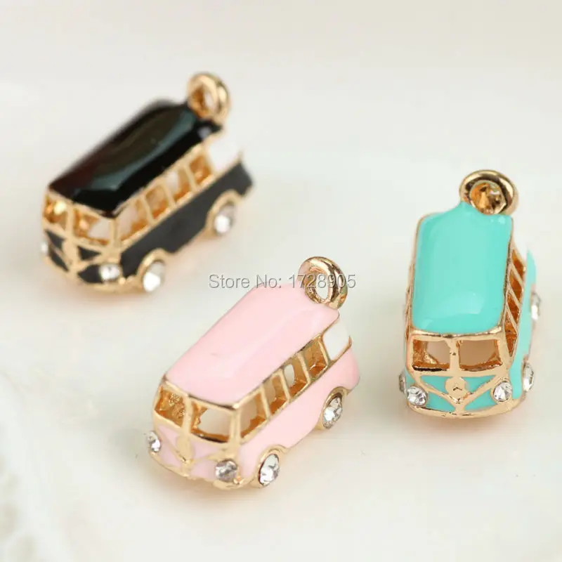 Эмалированный автомобильный Шарм с 3D автобусом 5 шт. разные цвета женский 19 мм