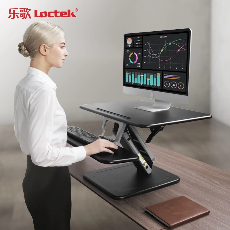 Loctek M3S Настольный стояк, легко регулируемый по высоте стол для компьютера и ноутбука со складным держателем для клавиатуры 68x52 см