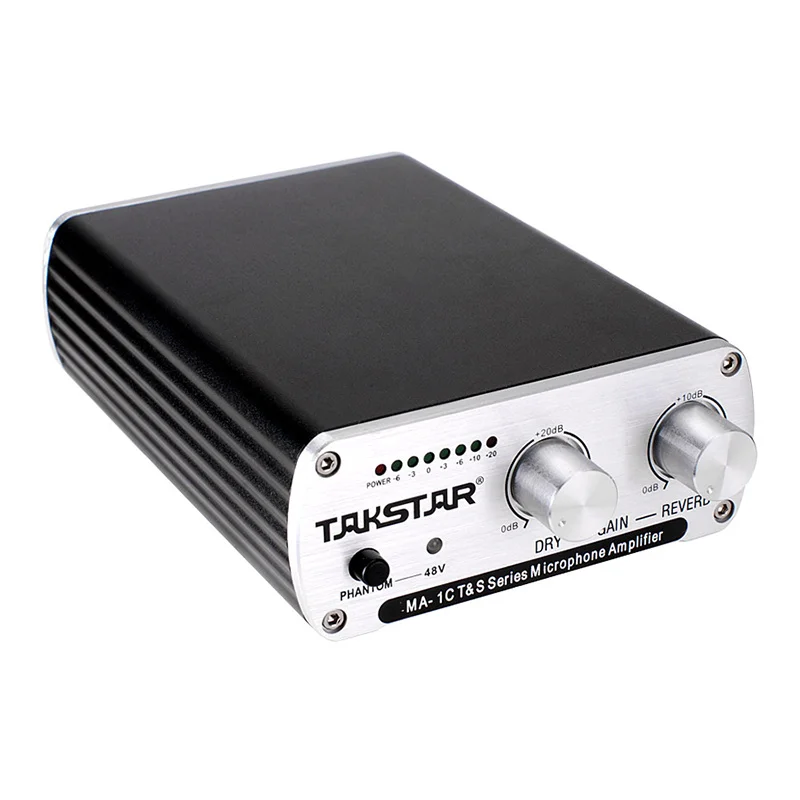 Takstar MA-1C аудио микрофон усилитель с 48 в фантомный источник питания 3D Регулируемая реверберация Светодиодная индикация