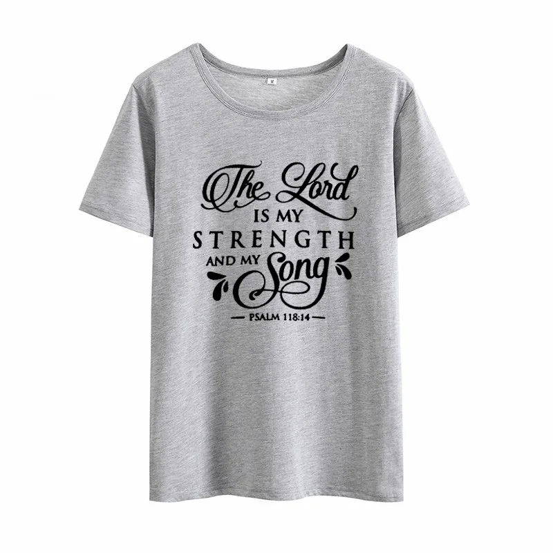 Женская хлопковая Футболка с круглым вырезом и короткими рукавами The Lord Is My Strength