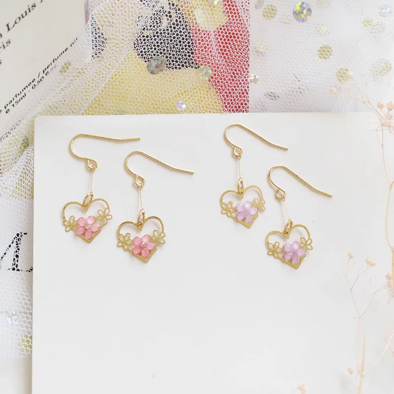 Серьги-подвески Timlee E045 серьги из сплава с цветком вишни и сердечком