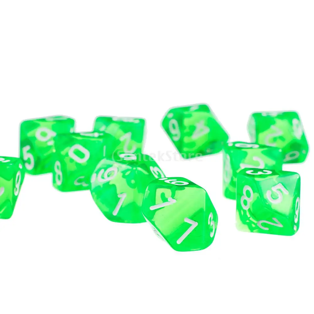 D10 10-сторонняя игральная кость из драгоценного камня для ролевых игр Подземелья и Драконы набор из 10 кубиков