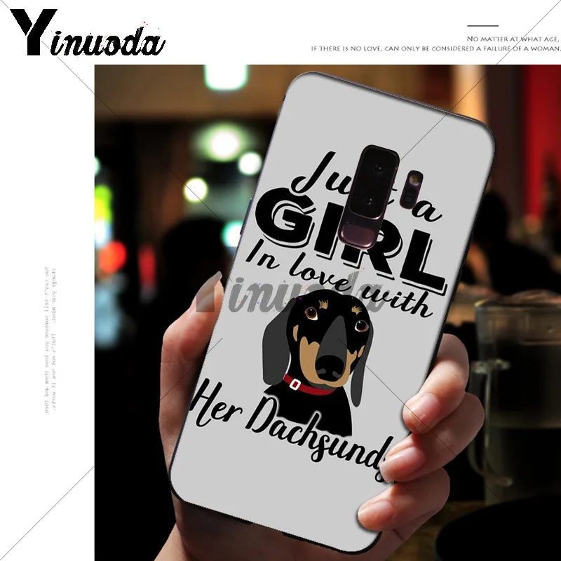 Yinuoda Animals Dogs Dachshund Black Soft Shell Phone Cover for Samsung S9 S9 plus S5 S6 S6edge S6plus S7 S7edge S8 S8plus