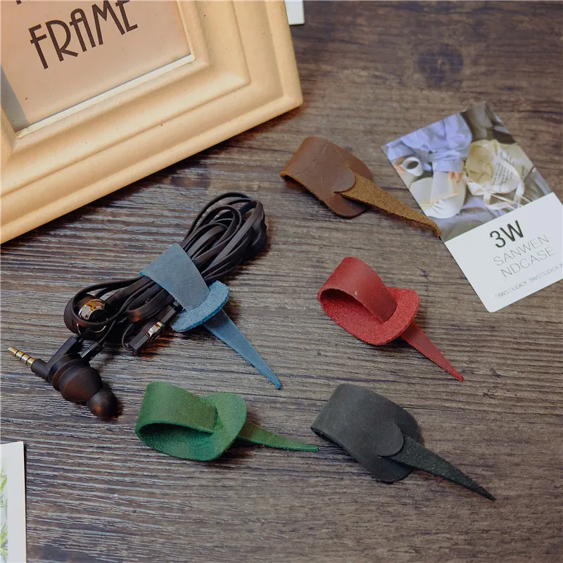 10 шт./лот органайзер для проводов из натуральной кожи наушников устройство