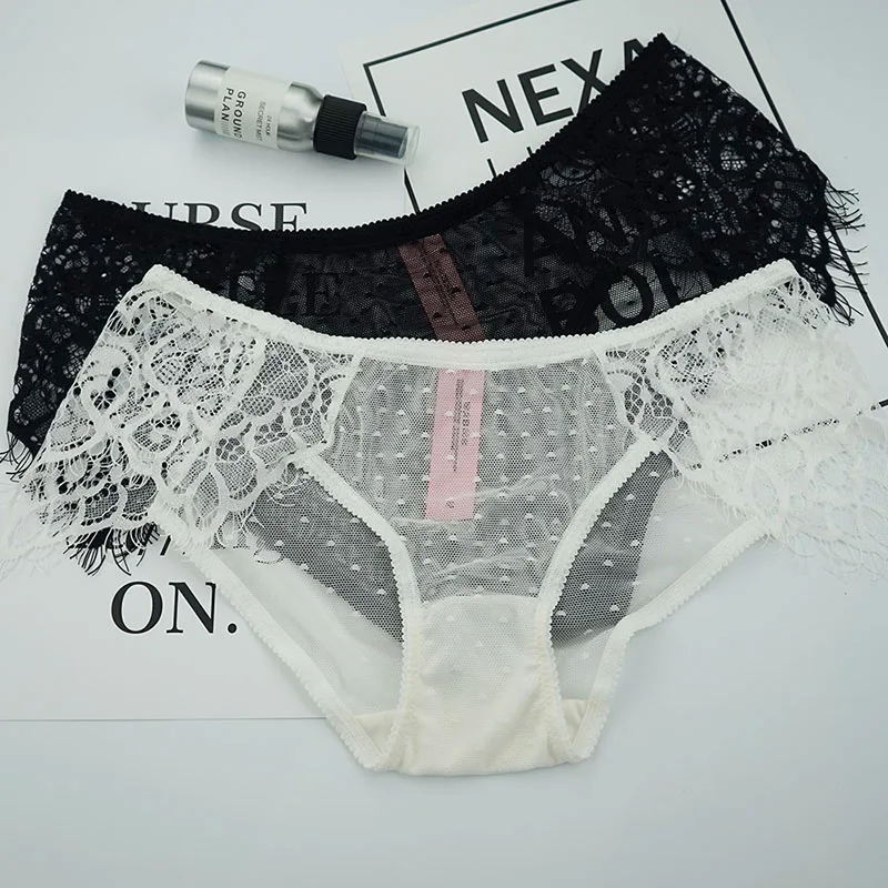 Женские прозрачные кружевные трусы V11 легкие в горошек европейский стиль|Женские