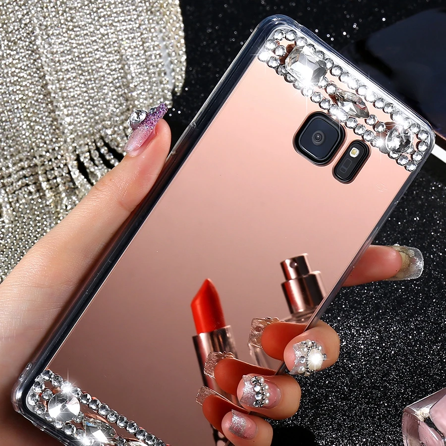 Блестящий Алмазный чехол KISSCASE для Samsung J5 2016 J3 J7 зеркальный телефона акриловые