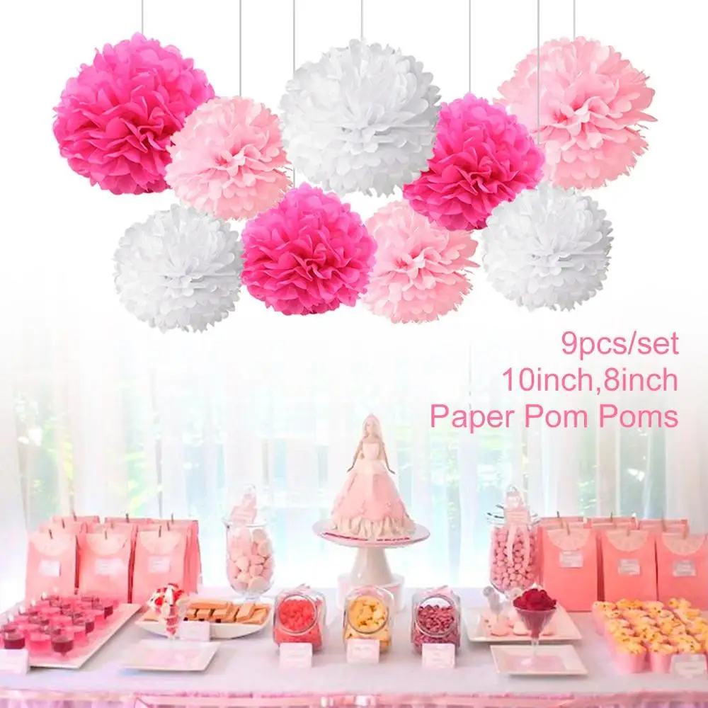 9pcs Pink Shade 1 день рождения украшения первый день рождения девушка вечерние украшения шары 1 год День Рождения украшения детский душ декор 1 день рождения - Цвет: 9pcs Pink Shade