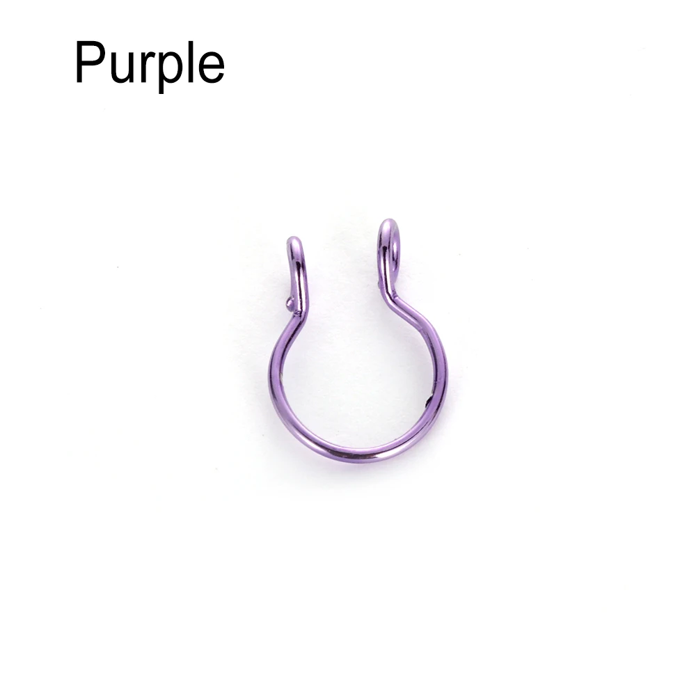 Purple 1 шт. поддельное кольцо для носа искусственная перегородка не требует пирсинга экологический материал кольцо для пирсинга Cilp Женские Ювелирные изделия Подарки - Окраска металла: Purple