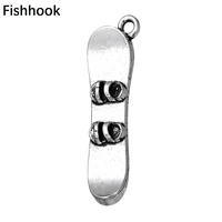 fishhook 20pcs metal antique silver color plated snowboard winter sports charms
