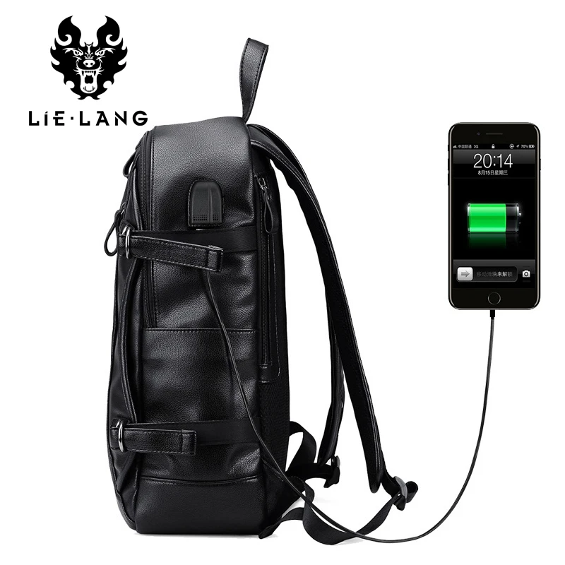 LIELANG мужской рюкзак с USB зарядкой кожаный туристический Противоугонный компьютер 15,6 дюймов водонепроницаемый ноутбук мужские модные рюкзаки