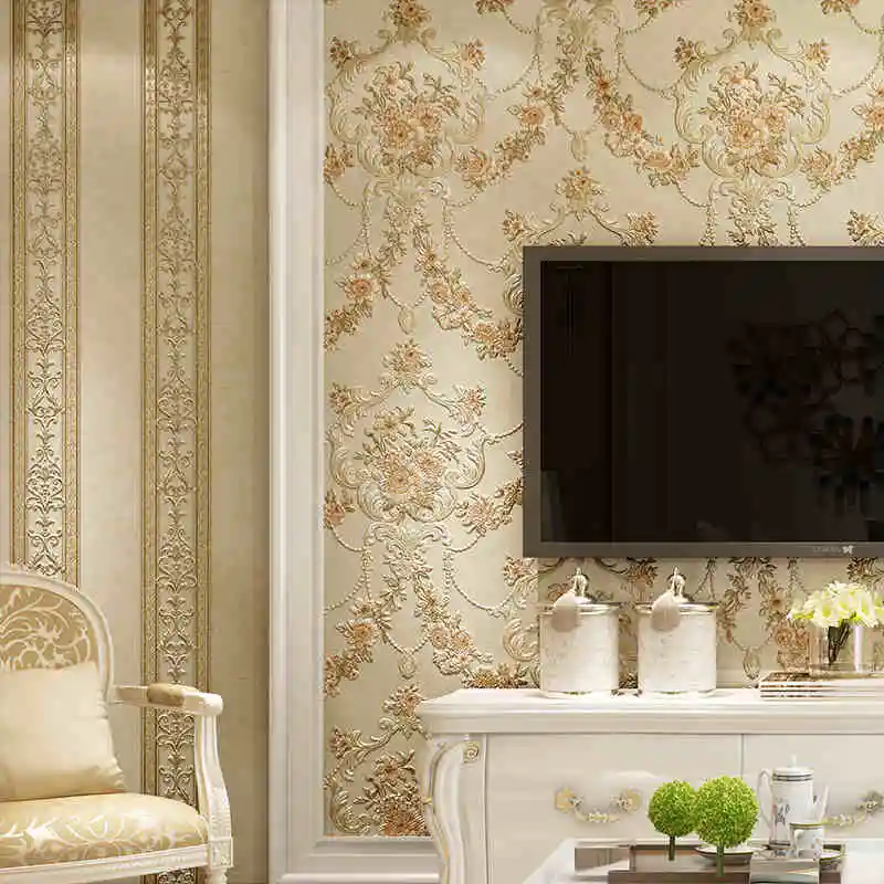 

beibehang Pastoral AB version of wallpaper 3D deep embossed wallpaper nonwovens living room bedroom TV background wallpaper