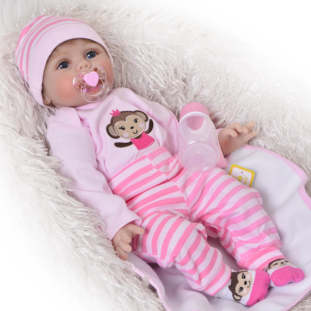 

22inch 55cm fashion Silicone Reborn Baby Doll Toy Newborn real looking Doll Child Toy bonecas birthday Xmas present hot sale