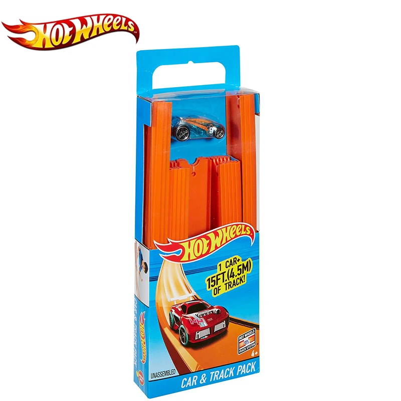 Hot Wheels трек игрушка строитель прямой с литой машиной соединиться с другими hotwheels трек BHT77 Brinquedo pista для Gif