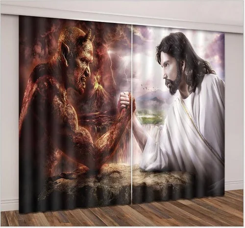 3D Curtains Шторы украшения шаблон с Иисусом Роскошные затемненные 3D оконные шторы гостиная женщина спальня Cortina шторы Rideaux наволочка - Цвет: 3D Curtains