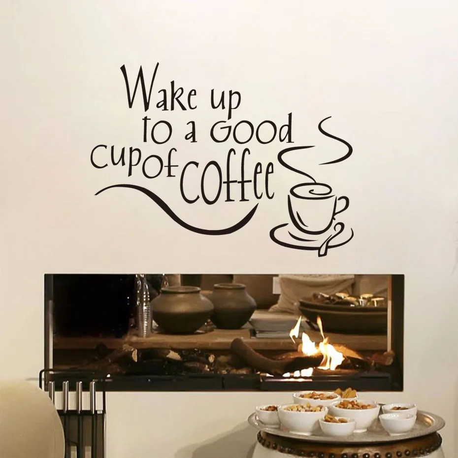 DCTOP Wake Up To Good Cup Of Coffee Black Настенная Наклейка Виниловые наклейки домашний декор