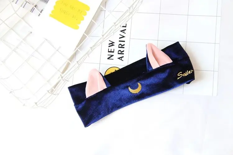 Аниме карточка captor sakura sailor moon плюшевые luna cat косметичка для макияжа сумка костюм - Цвет: blue headband