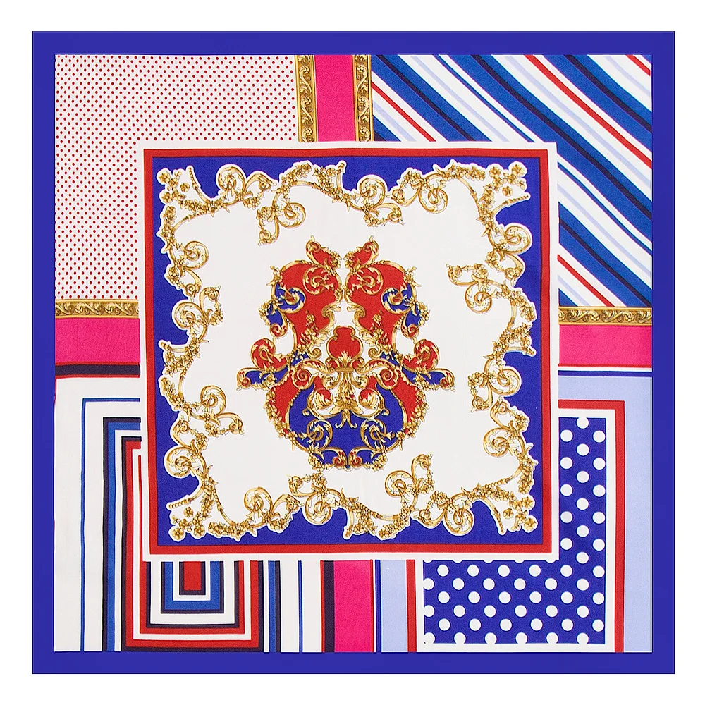 Женский шарф Бандана из 100% шелка с геометрическим узором 60 х60 см|fashion silk scarf|silk fashion
