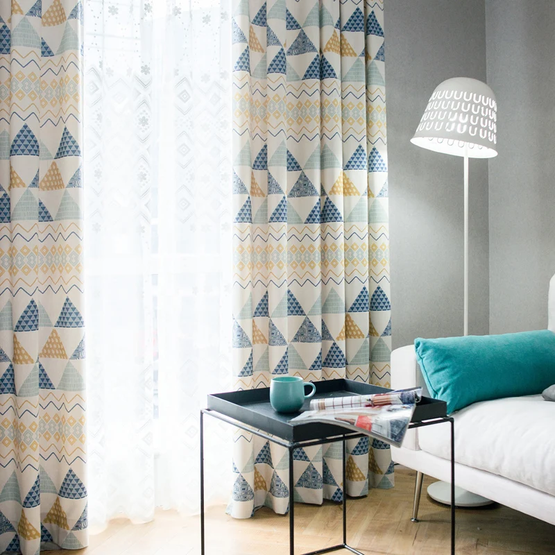 Современные занавески для гостиной с принтом желтые прозрачные ткани детской