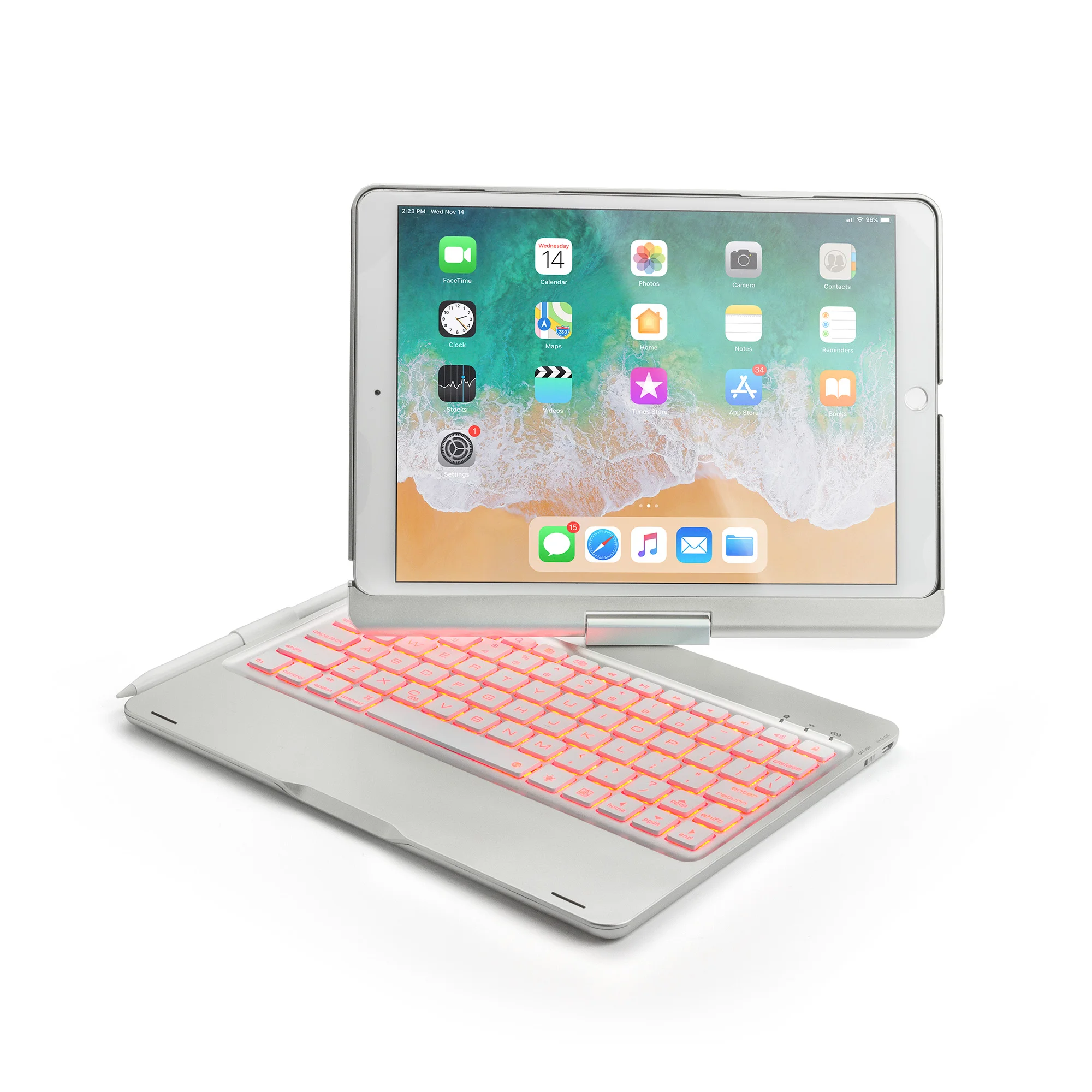 360 градусов вращение беспроводной Bluetooth клавиатура чехол для iPad Pro 10,5 дюймов с Красочная светодиодная подсветка
