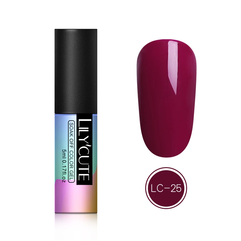 LC25 LILYCUTE Nude серия лак для ногтей 5 мл фиолетовый красный черный серый УФ-лак для ногтей клей маникюрный лак Декоративный Лак для ногтей инструмент - Цвет: LC25