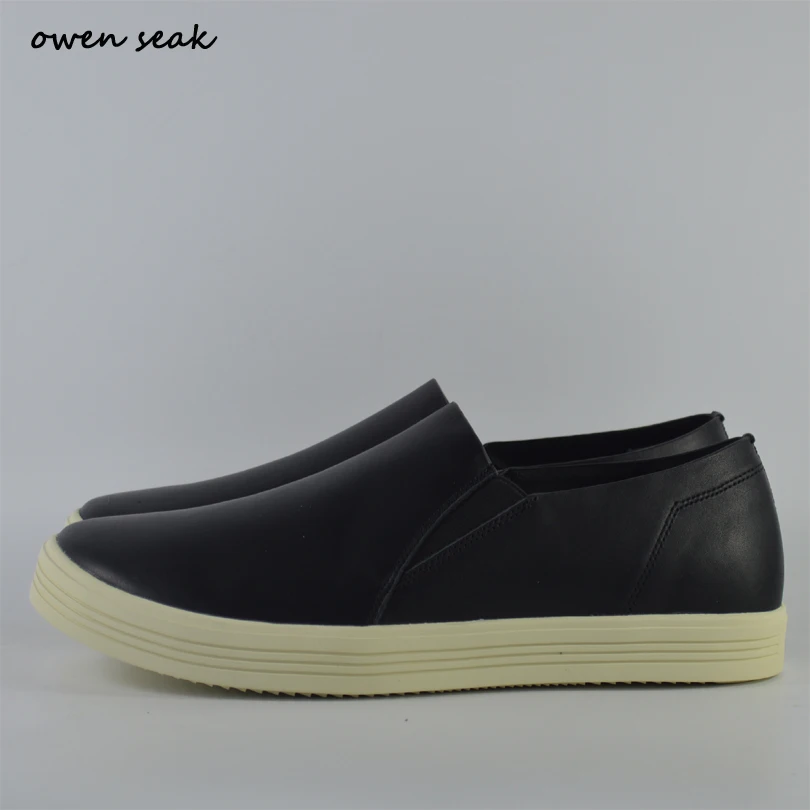 Owen Seak Men Loafers Shoes Summer Luxury Trainers Genuine Leather Boots Casual Brand Flats Black White Big Size Sneaker | Обувь