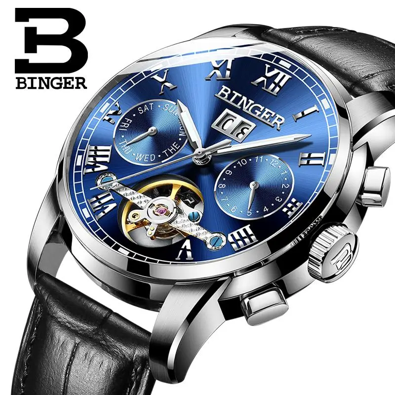 Мужские наручные часы Бингер брендовые Роскошные автоматические механические с