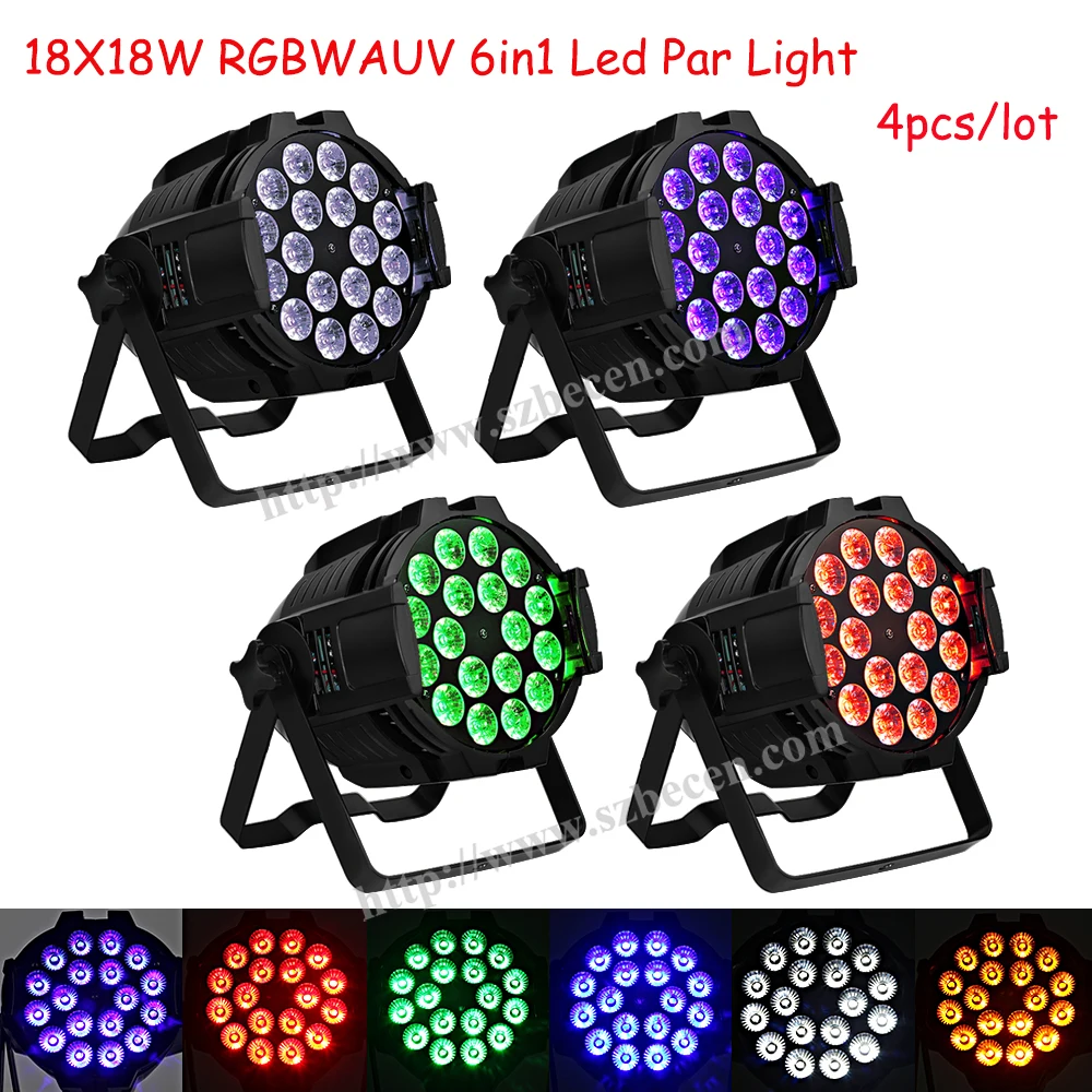 

4pcs/lot LED Par Can 6in1 18x18W RGBWA UV Wash Light For Event Disco Party