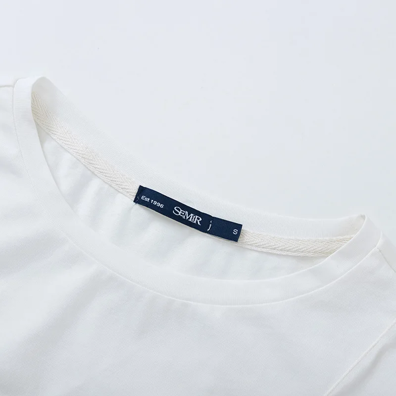 SEMIR 2019 Летний новый костюм платье для женщин Круглый воротник белая футболка из
