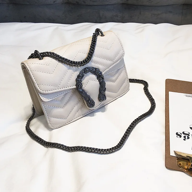 Designer Shoulder Bag Quality PU leather Messenger snake head square bag ladies hand bags Fashion Rhombus chain package | Багаж и сумки
