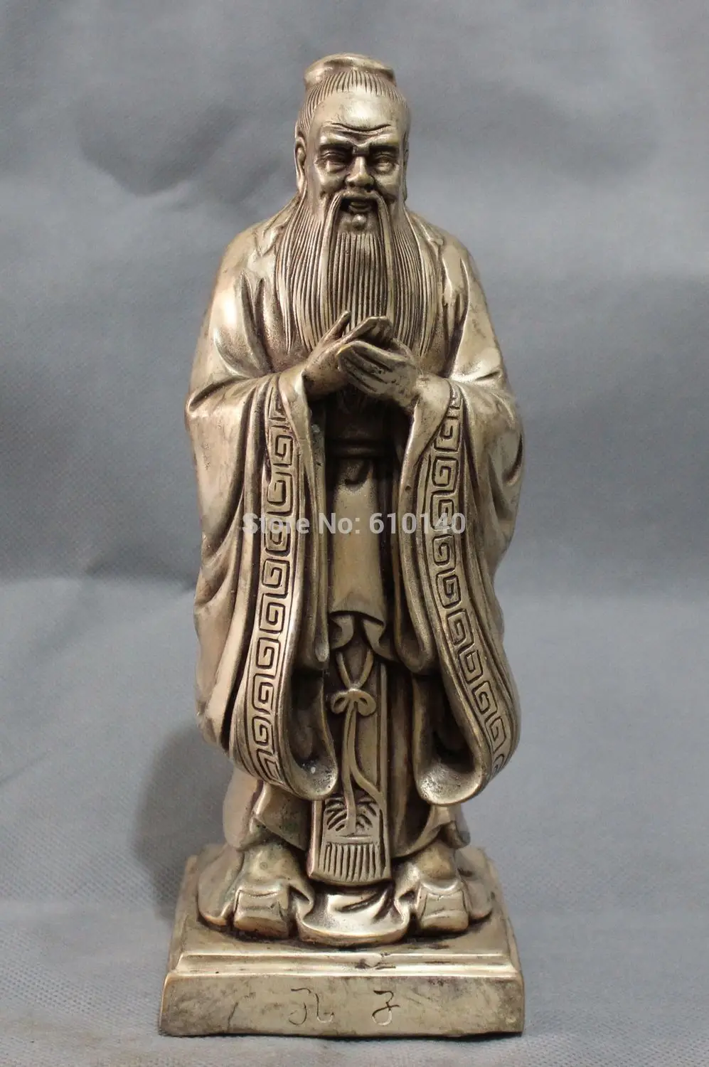 8 &quotКитай Серебро Литераторов История Основатель Конфуцианства Khofngzuo Kong Zi Статуя