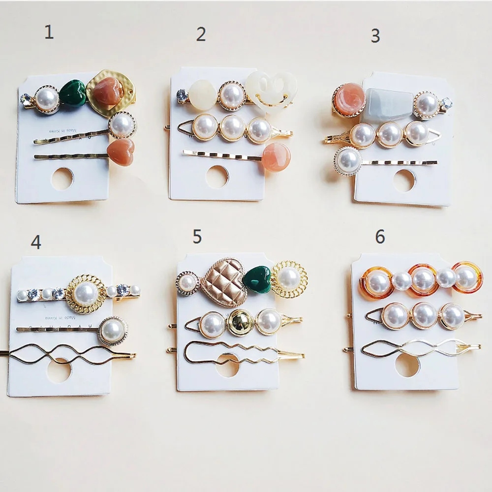 3 шт./компл. жемчуг металлический зажим для волос лента гребень заколка