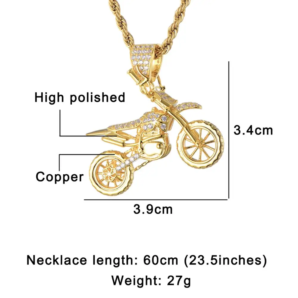 Хип хоп Полный AAA Iced Out Bling CZ кубический циркон медь крутые мотоциклетные подвески