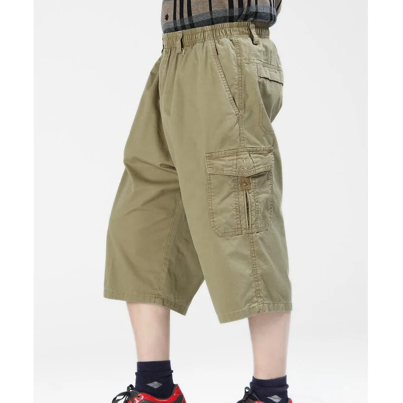 

Men pants Fashion Manpris CASUAL PANTS Cotton Calf lenght overalls Plus Size Man Cropped Trousers