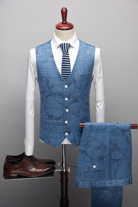 2020 Fashion High quality Mens Wedding suits Jacket Pants Formal Suits 3 Pieces Groom Tuxedos Prom Slim Fit Print | Мужская одежда