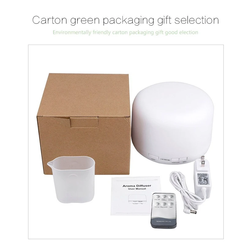 500ML Remote Controller Aroma Diffuser 7 Color LED Lamp Aromatherapy Machine Essential Oil Diffusion System Mist Maker | Дом и сад